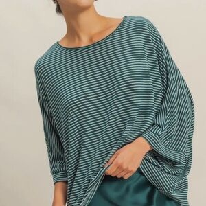 Striped Teal and White Top